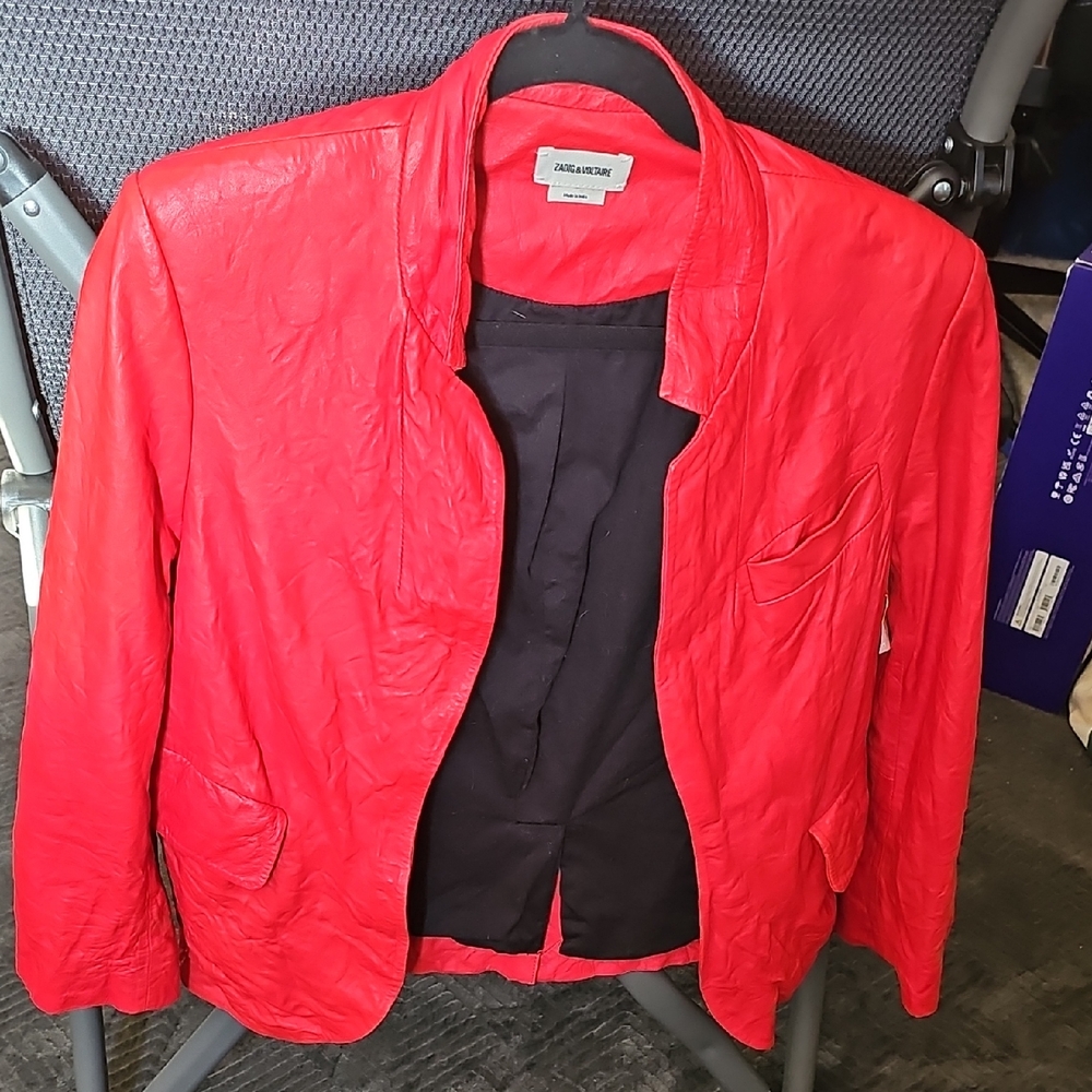 Zadig & Voltaire Fiery Red Leather Jacket
